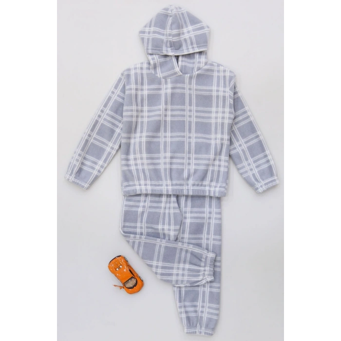 4-10 Yaş Polar Kapşonlu İkili Takım Gribeyaz - 52076.1776.