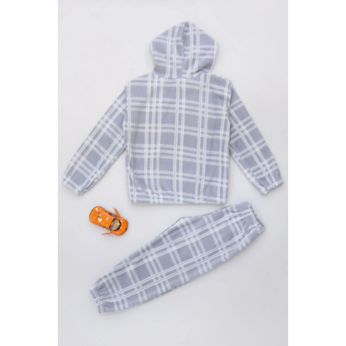 4-10 Yaş Polar Kapşonlu İkili Takım Gribeyaz - 52076.1776.