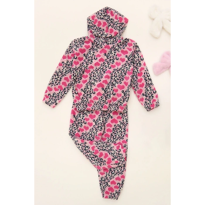 4-10 Yaş Polar Kapşonlu İkili Takım Pembeleopar - 52076.1776.