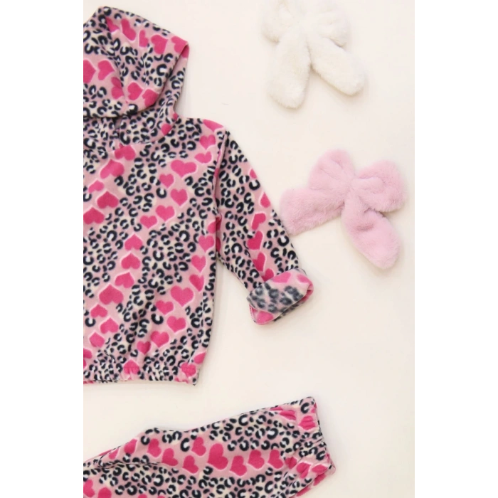 4-10 Yaş Polar Kapşonlu İkili Takım Pembeleopar - 52076.1776.