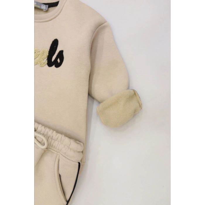 5-12 Yaş 3 İplik Şardonlu Biyeli Takım Bej - 60210.1867.