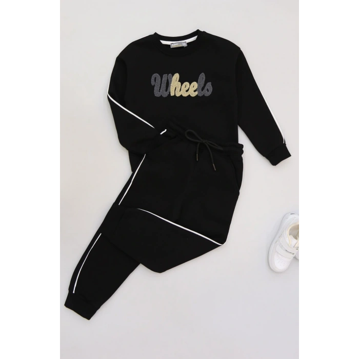 5-12 Yaş 3 İplik Şardonlu Biyeli Takım Siyah - 60210.1867.