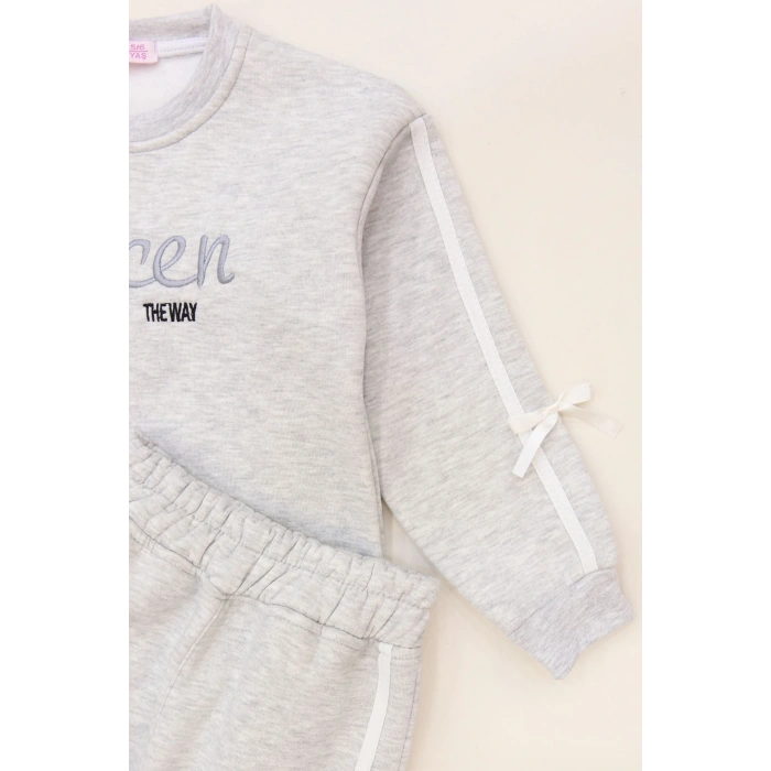 5-12 Yaş 3 İplik Şardonlu Fiyonklu Takım Gri - 60335.1867.