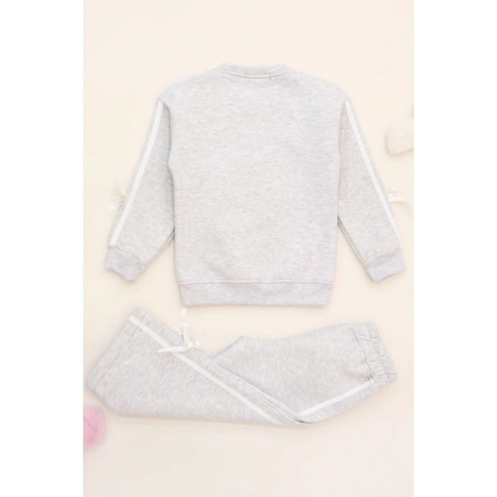 5-12 Yaş 3 İplik Şardonlu Fiyonklu Takım Gri - 60335.1867.