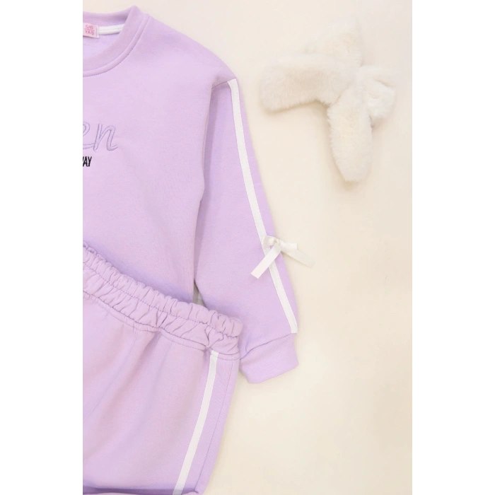 5-12 Yaş 3 İplik Şardonlu Fiyonklu Takım Lila - 60335.1867.