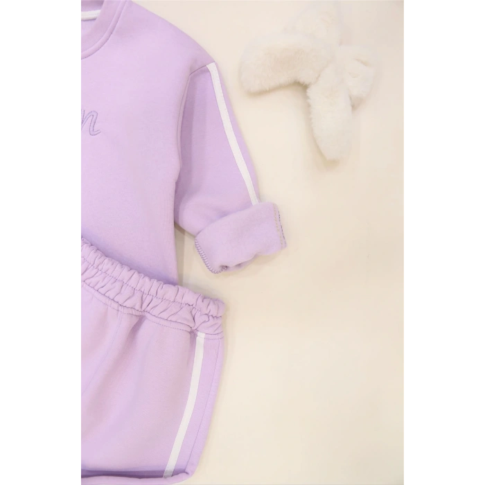 5-12 Yaş 3 İplik Şardonlu Fiyonklu Takım Lila - 60335.1867.