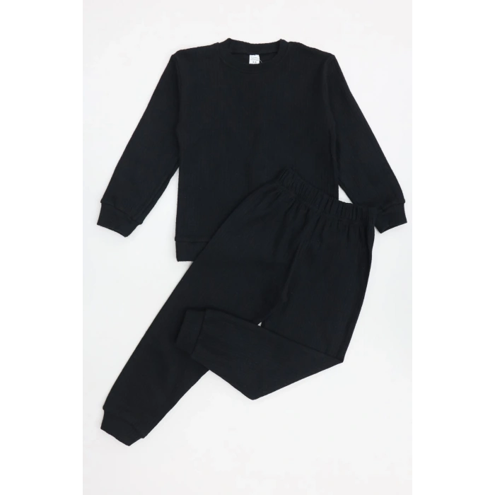 5-12 Yaş İnterlok Fitilli Takım Siyah - 52183.1567.