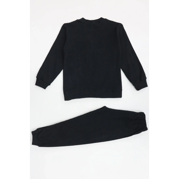 5-12 Yaş İnterlok Fitilli Takım Siyah - 52183.1567.
