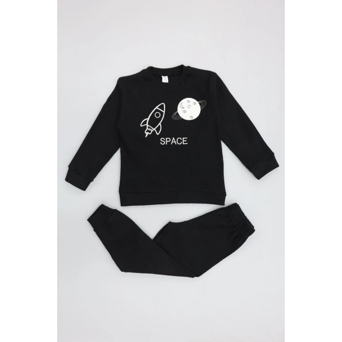 5-12 Yaş İnterlok Fitilli Takım Siyah - 52184.1567.