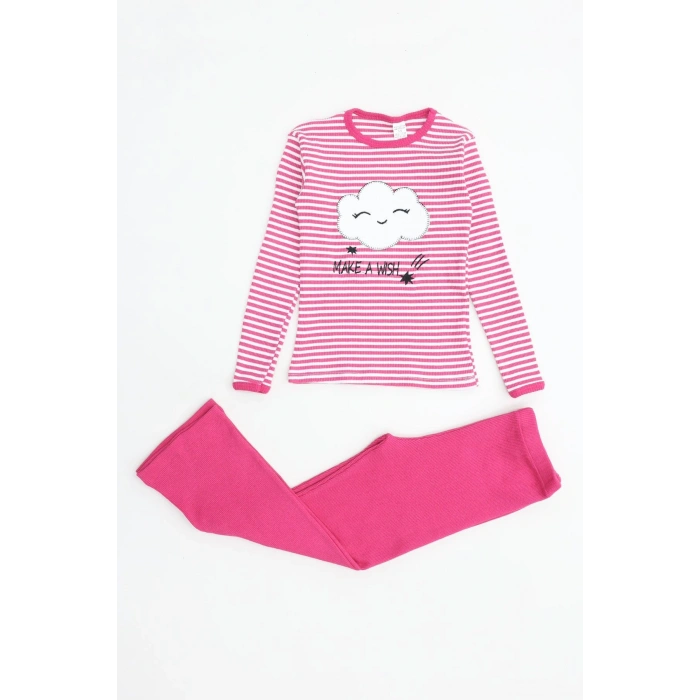 5-12 Yaş Kaşkorse Nakışlı Pijama Takımı Pembe - 52142.1567.