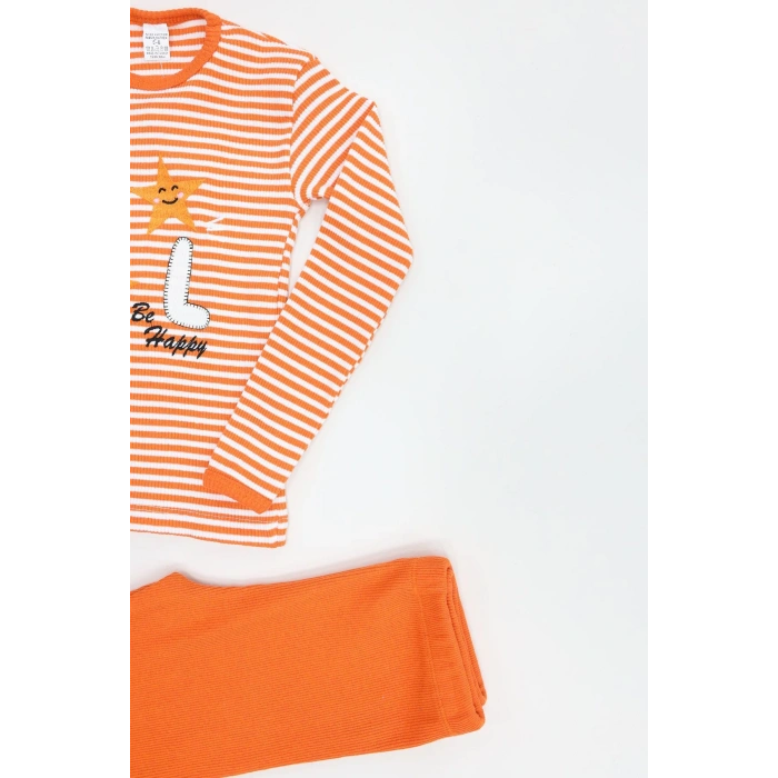 5-12 Yaş Kaşkorse Nakışlı Pijama Takımı Turuncu - 52142.1567.