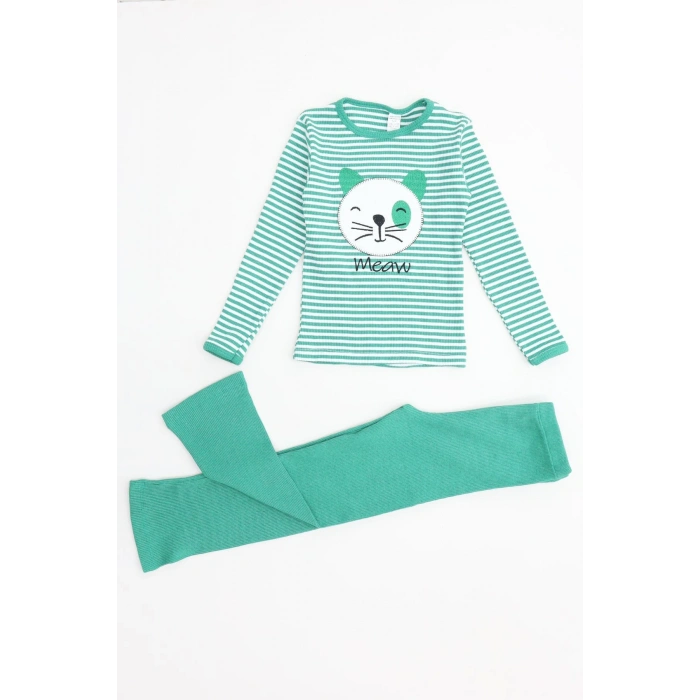 5-12 Yaş Kaşkorse Nakışlı Pijama Takımı Yeşil - 52142.1567.