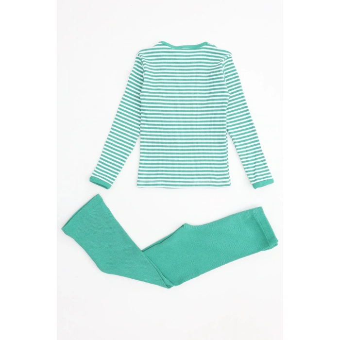 5-12 Yaş Kaşkorse Nakışlı Pijama Takımı Yeşil - 52142.1567.