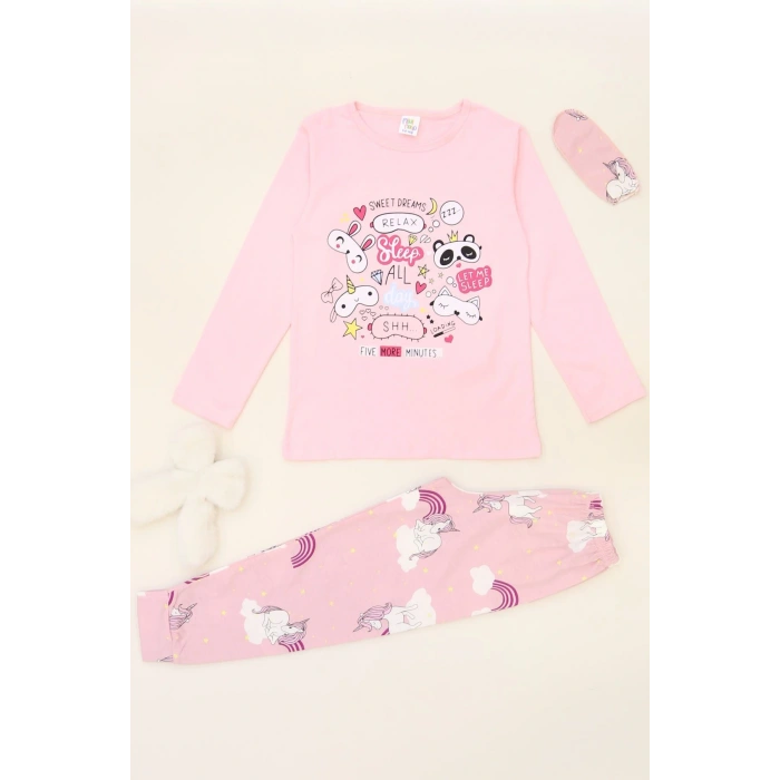5-12 Yaş Süprem Penye Pijama Takımı Pembebeyaz - 52081.1951.