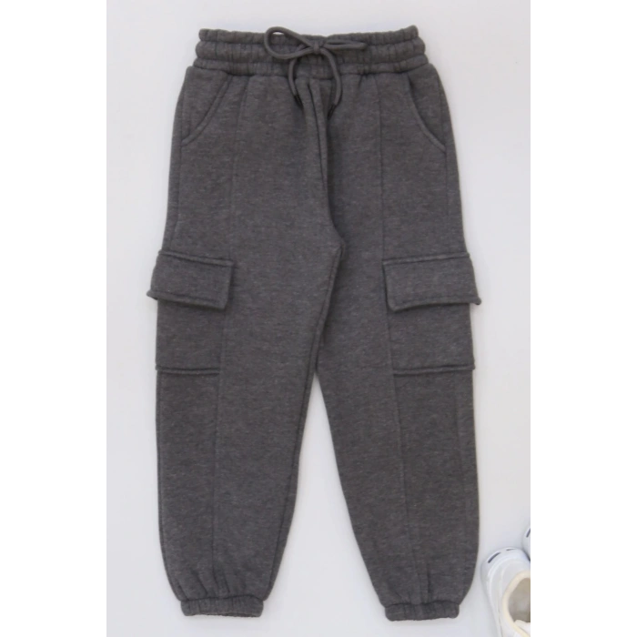 5-8 Yaş 3 İplik Şardonlu Eşofman Altı Füme - 42656.1937.