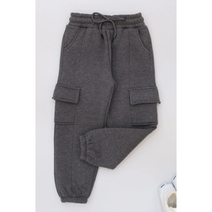 5-8 Yaş 3 İplik Şardonlu Eşofman Altı Füme - 42656.1937.