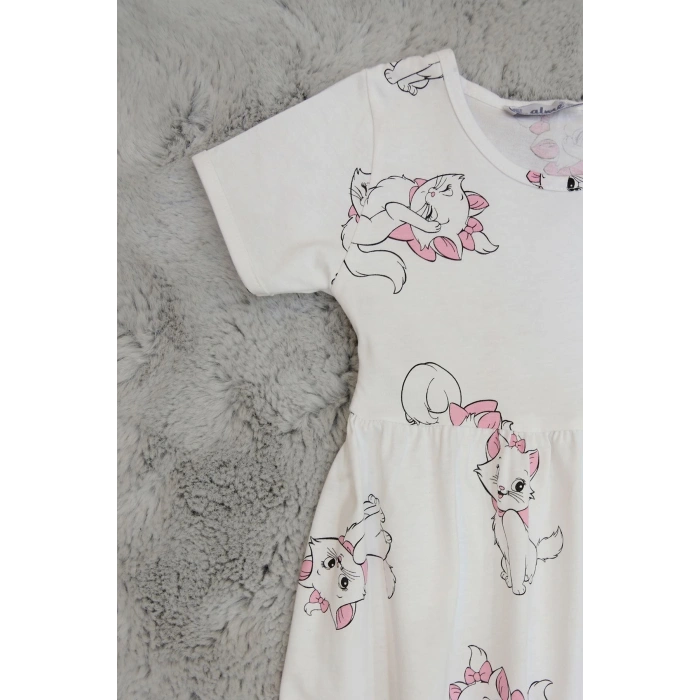 5-8 Yaş Çocuk Penye Elbise Beyaz - 6250190.1576.