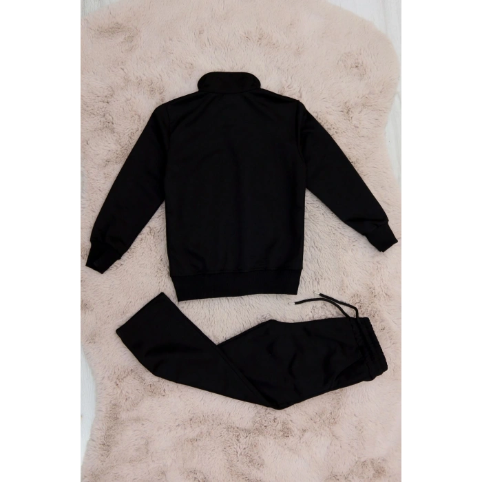 5-8 Yaş İki İplik Şardonsuz Fermuarlı Takım Siyah - 42196.1937.