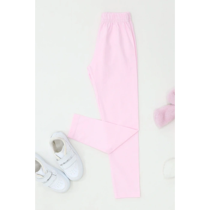 6-12 Yaş Likralı Penye Tayt Pembe - 50946.1981.