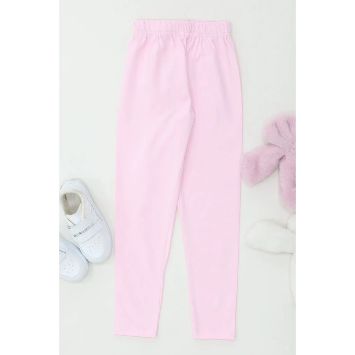 6-12 Yaş Likralı Penye Tayt Pembe - 50946.1981.