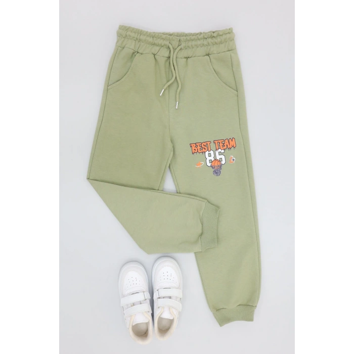 6-9 Yaş 2 İplik Şardonsuz Eşofman Altı Çağla - 2260011.1576.