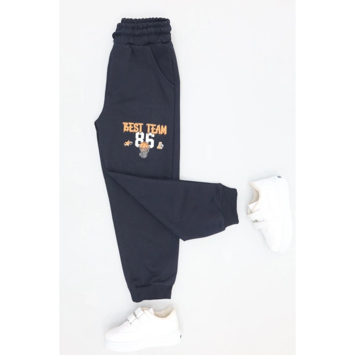 6-9 Yaş 2 İplik Şardonsuz Eşofman Altı Lacivert - 2260011.1576.