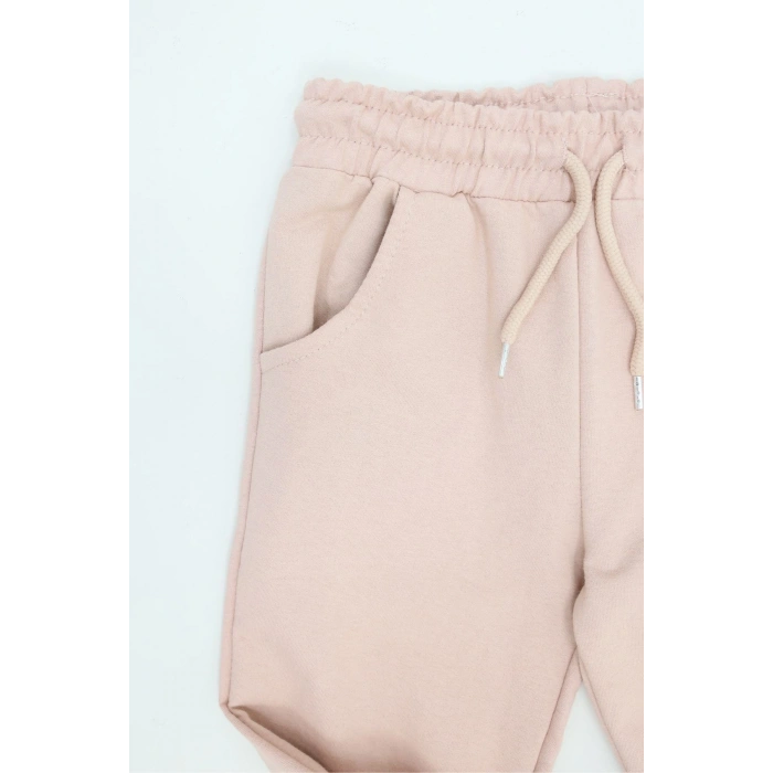 6-9 Yaş 2 İplik Şardonsuz Eşofman Altı Pudra - 6260030.1576.