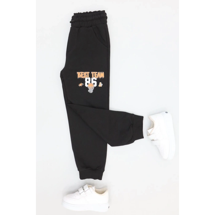 6-9 Yaş 2 İplik Şardonsuz Eşofman Altı Siyah - 2260011.1576.