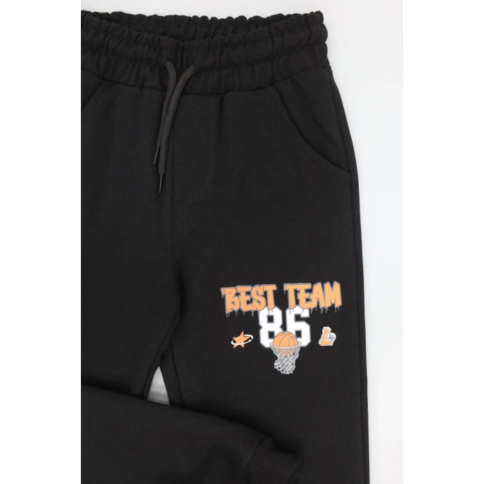 6-9 Yaş 2 İplik Şardonsuz Eşofman Altı Siyah - 2260011.1576.