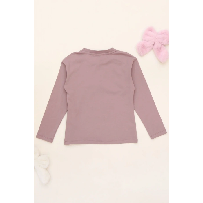 6-9 Yaş Kız Çocuk Baskılı Sweat Açıkkahve - 6264038.1576.