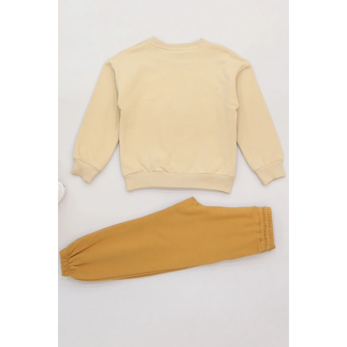 6-9 Yaş Şardonlu Yumoş Kumaş Takım Bej - 2264058.1576.