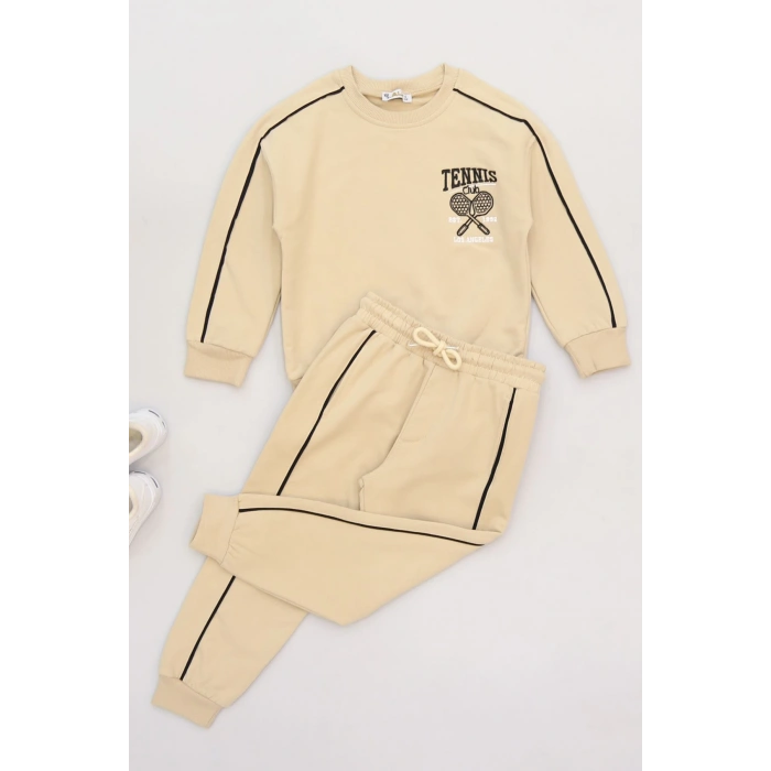 6-9 Yaş Şardonlu Yumoş Kumaş Takım Bej - 2264060.1576.