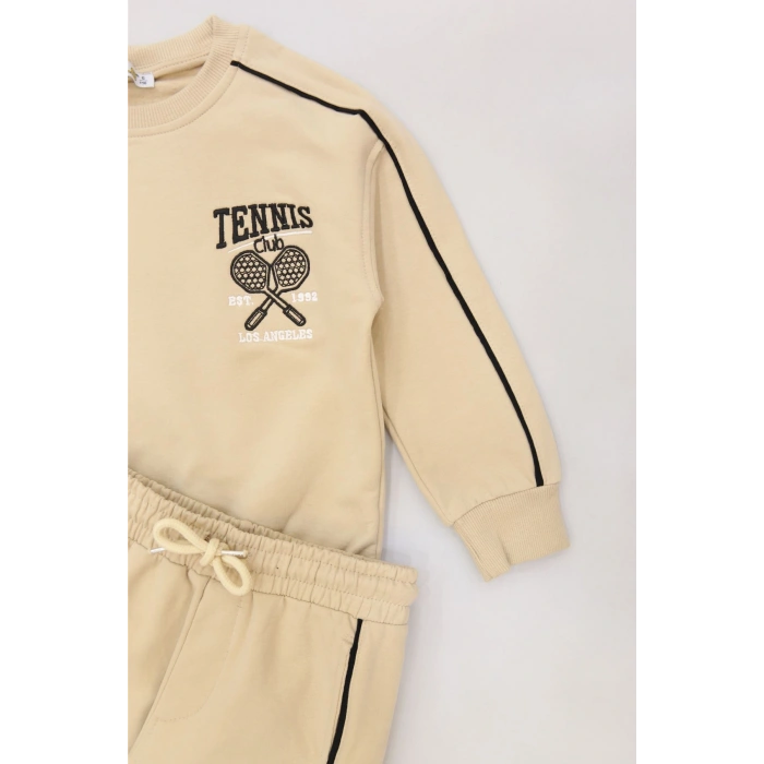 6-9 Yaş Şardonlu Yumoş Kumaş Takım Bej - 2264060.1576.