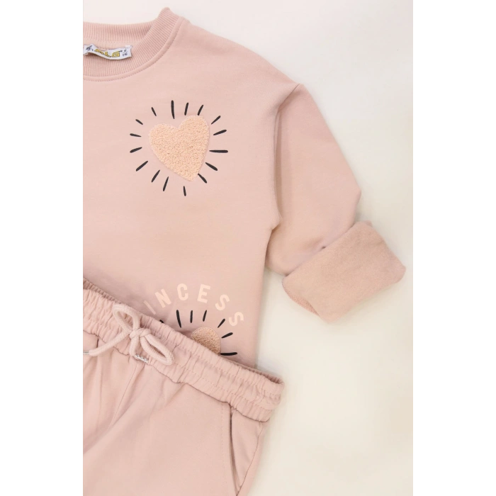 6-9 Yaş Şardonlu Yumoş Kumaş Takım Pudra - 6264320.1576.