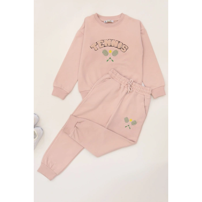 6-9 Yaş Şardonlu Yumoş Kumaş Takım Pudra - 6264361.1576.