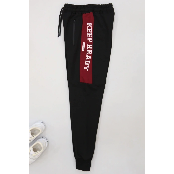 8-16 Yaş 2 İplik Likralı Eşofman Altı Siyahbordo - 42183.2066.