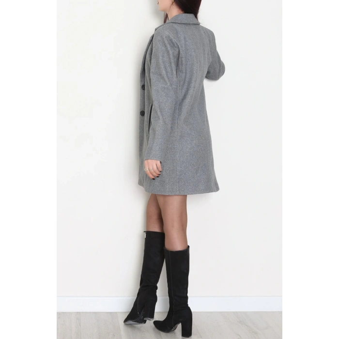 85 Cm Astarlı Kaşe Kaban Gri - 5060.1839.