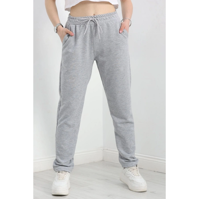 A Kalite 2 İplik Düz Paça Eşofman Altı Gri - 40509.1431.