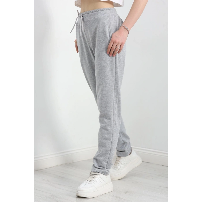 A Kalite 2 İplik Düz Paça Eşofman Altı Gri - 40509.1431.