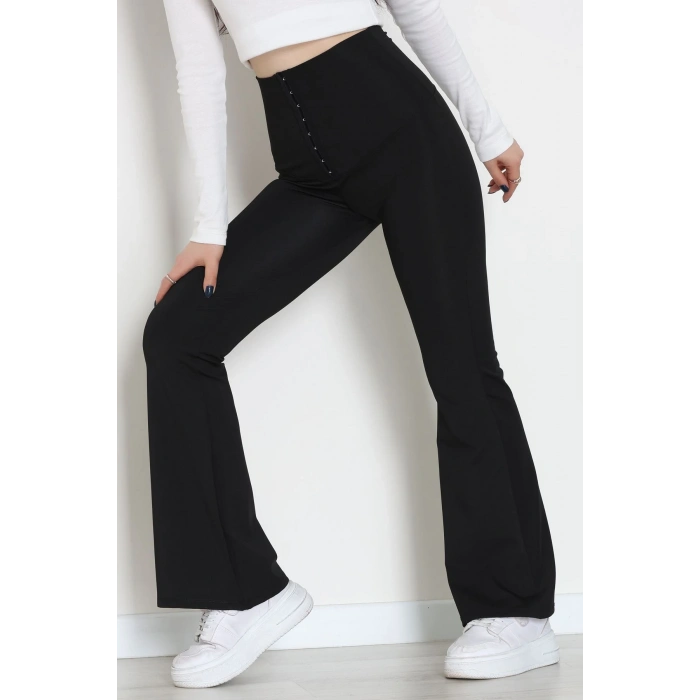 Agraflı İspanyol Paça Dalgıç Tayt Siyah - 52117.1881.