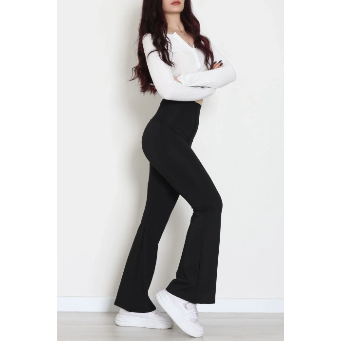 Agraflı İspanyol Paça Dalgıç Tayt Siyah - 52117.1881.