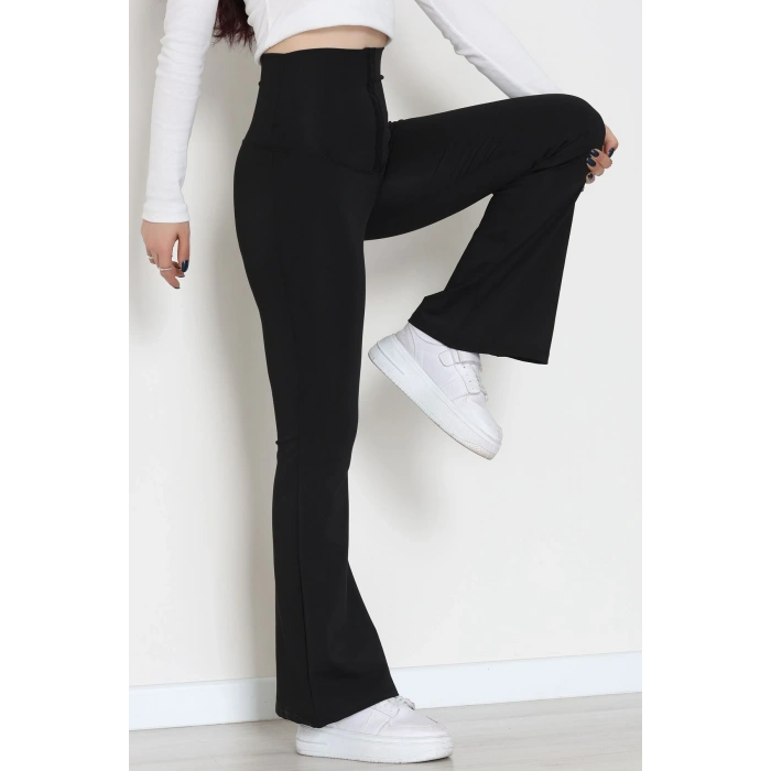 Agraflı İspanyol Paça Dalgıç Tayt Siyah - 52117.1881.