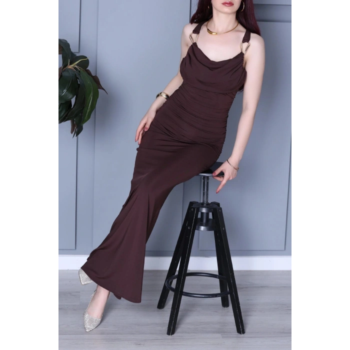 Aksesuar Detaylı Elbise Kahve - 2883.2149.