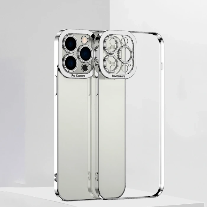 ALLY Fashion Series iPhone 12 Pro Kılıf Renkli Kenar Lazer Çerçeveli Silikon Kılıf-(1903)