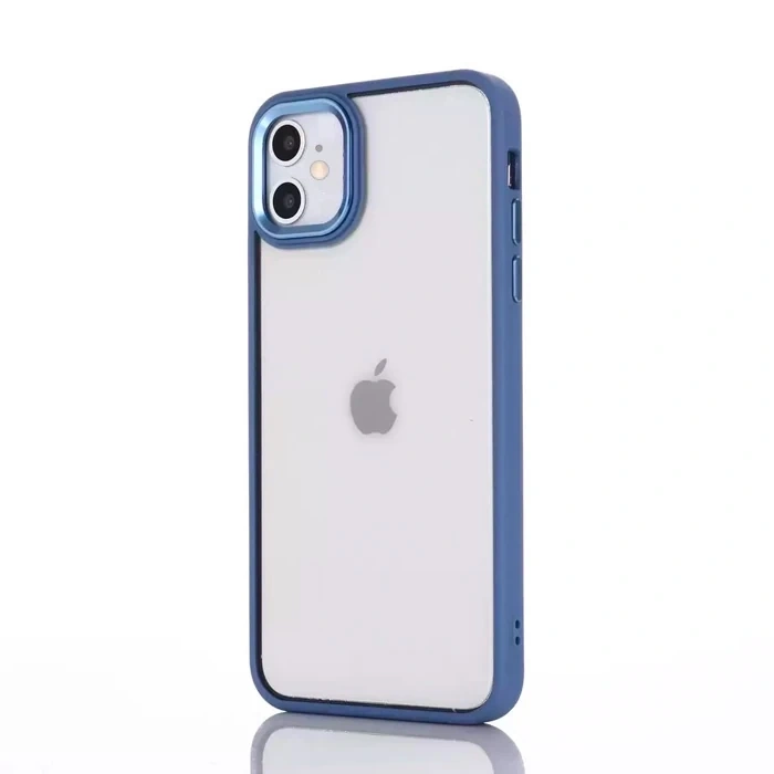 Ally iPhone 12 - 12 Pro 6.1inç Kılıf Parlak Renkli Çerçeveli Ultra Lüx TPU Silikon Kılıf-(1903)