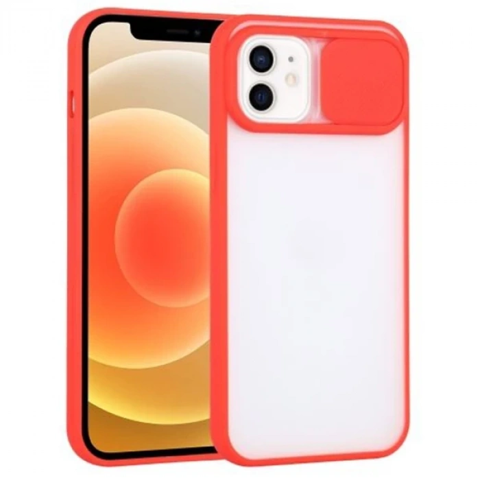 Ally iPhone 12 6.1 Kamera Lens Korumalı Sürgülü TPU Şeffaf Kılıf-(1903)