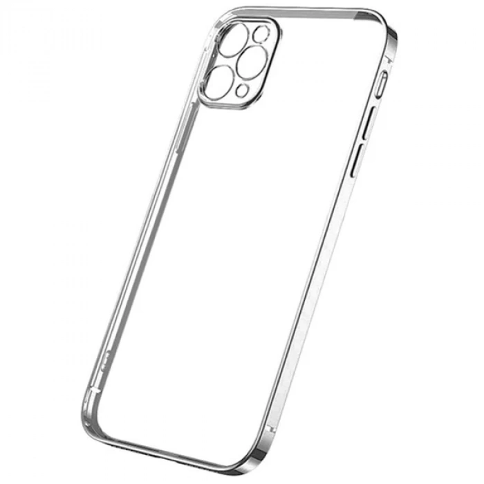 ALLY İPhone 12 Pro 6.1 Metal Görünümlü Darbeye Dayanıklı Silikon Kılıf-(1903)