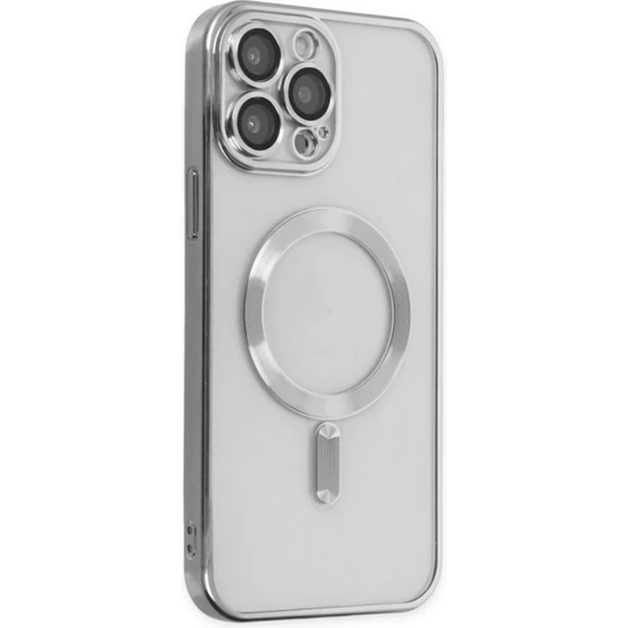 ALLY iPhone 12 Pro Max 6.7inç Renkli Kenar Lazer Çerçeveli Magsafe Uyumlu Silikon Kılıf-(1903)