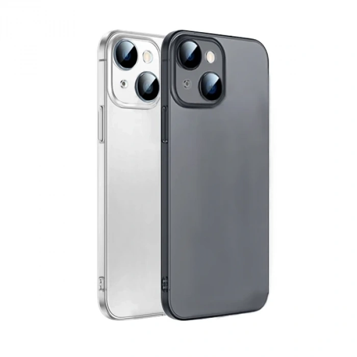Ally iPhone 14 Plus 6.7inch Frosted Glass Şeffaf Kamera Korumalı Kılıf-(1903)