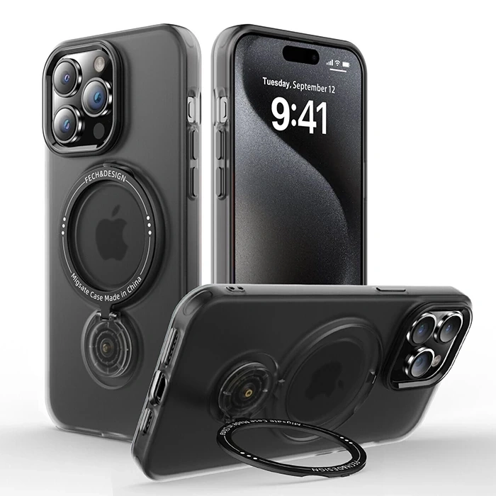 ALLY iPhone 14 Pro İçin Magsafe Uyumlu Standlı Manyetik Silikon Kılıf-(1903)